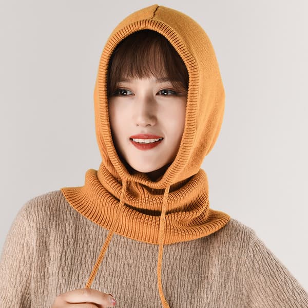 Balaklavamössa för kvinnor, vinter, kashmir, stickad mössa, skidmask, skidmössa för utomhusbruk Yellow Adjustable
