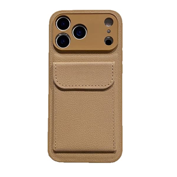Kortholder Lomme Pung Etui til iPhone 17 Air 16 E 15 14 12 13 Mini 11 Pro Max Plus Stødsikkert Lædercover orange iphone14pro max
