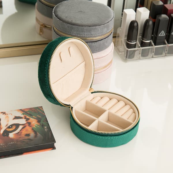 Örhängesask smyckesorganisatör sammet födelsedagspresent stor kapacitet prydnadssakfodral resa Pink