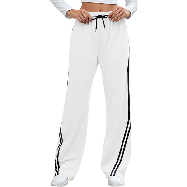 Dame Brede Ben Sweatpants Afslappede Højtaljede Lige Sweatpants Snøre Joggers med Lommer light grey XXL