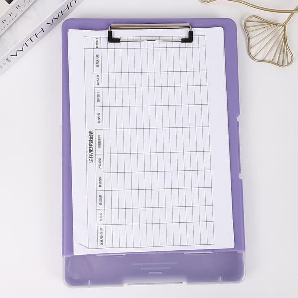 Bærbar A4 Sykepleierklippmappe Plastfilboks Clipboard med Oppbevaringsfilboks Organizer Mappe BLACK