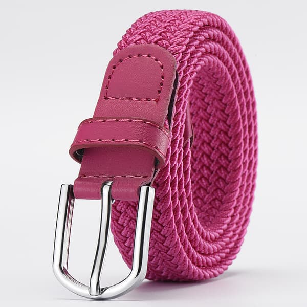 Flettede stretch-lerretsbelter for kvinner - Damebelter til jeans, én størrelse rose 107*2.5CM