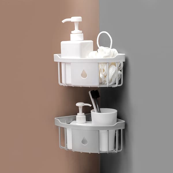 Trekantet brusekurv hylde badeværelse hjørne badeopbevaring-holder organizer stativ Green