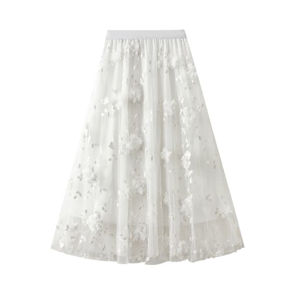 Damklänning Midiklänning med blommor Hög midja A-linje Söt skiktad älvnät light green one size