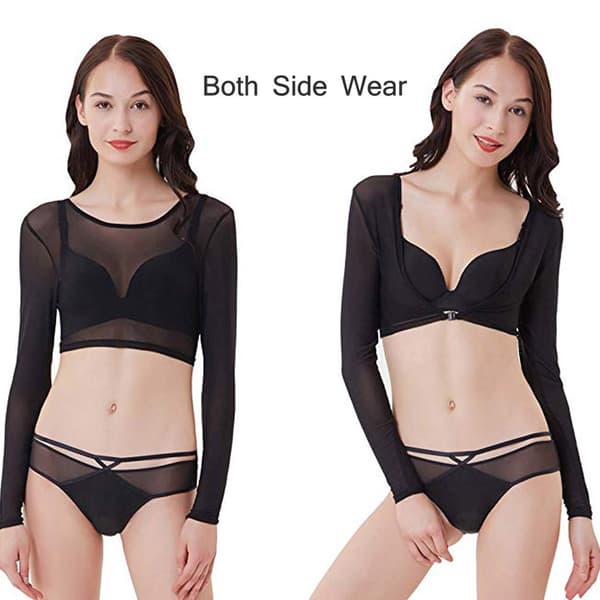 Dame Tynnere Slankere Armwear Wrap Crop Tops Base Black M