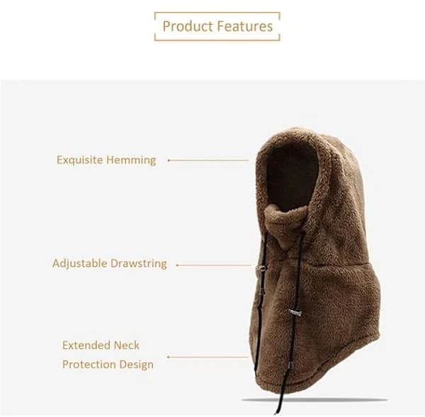 Huvskidmask, Balaklava i fleece, vindtät vintermask Black