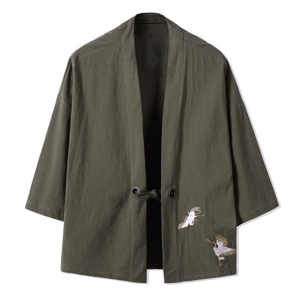 Broderi Haori Kimono Harajuku Japansk Stil Plus Size Män Samurai Kostym Yukata Asiatiska Kläder Kofta Kvinnor Jacka Coffee M