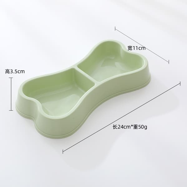 Makronfarget beinformet dobbel kjæledyrskål for katt i plast green