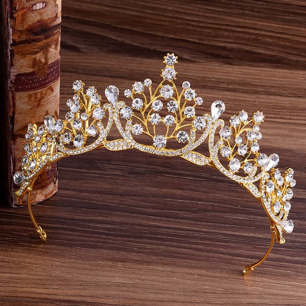 Prinsesse Krystall Rhinestone Hårbånd Gold Green