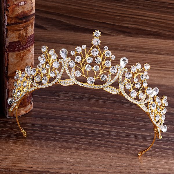 Prinsesskristall Strass Hårband Gold Navy