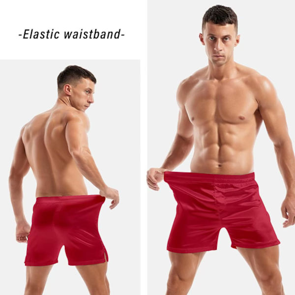 Avslappnade underkläder för män, sovshorts i satin Black S