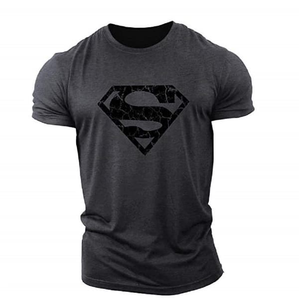 Träningstopp för män i bomull med Superman-mönster S-3XL deep grey XXL