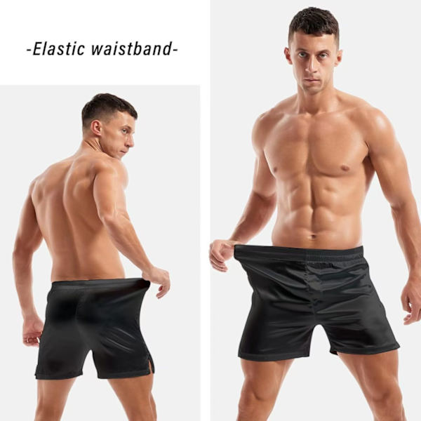 Avslappnade underkläder för män, sovshorts i satin champagne XL
