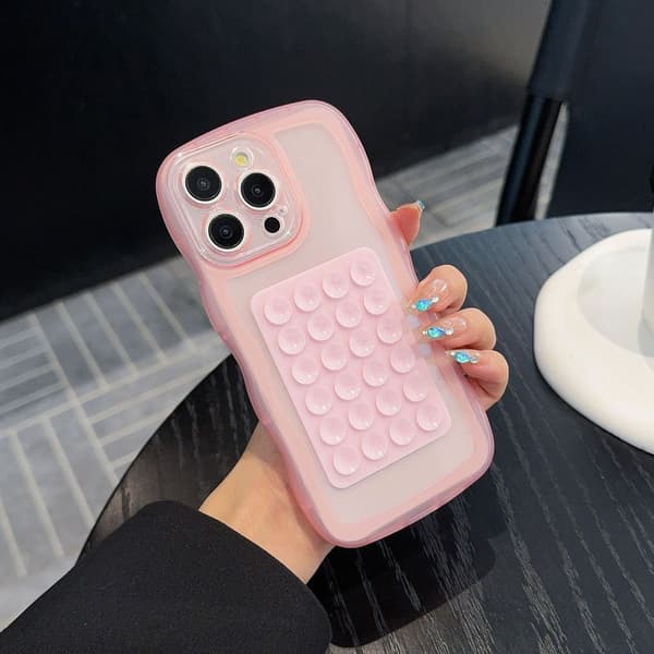 Enkelt kreativt mobilskal med sugpropp för iPhone 11 12 13 14 15 16 Pro Max Plus Fullt skydd Anti-fall mobilskyddsfodral Pink iphone 12