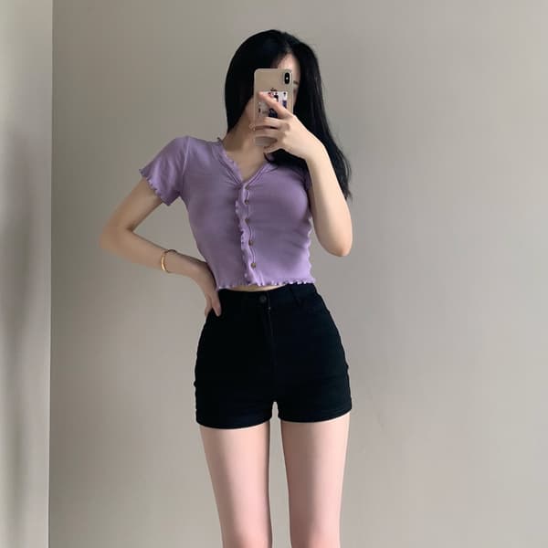 Jeansshorts för kvinnor Sommar Harajuku Hög midja Elastiska Jeansshorts Deep Grey S