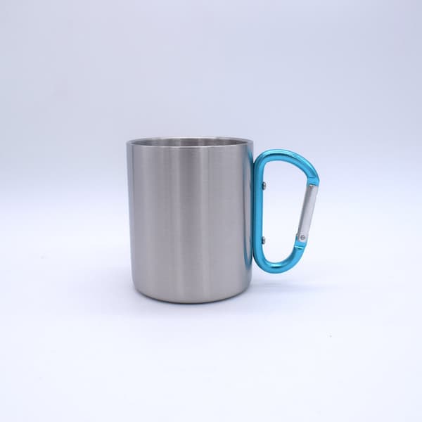 Kaffekrus i rustfrit stål med dobbeltvæg og lilla håndtag - Holdbart og blankt Blue 400ml