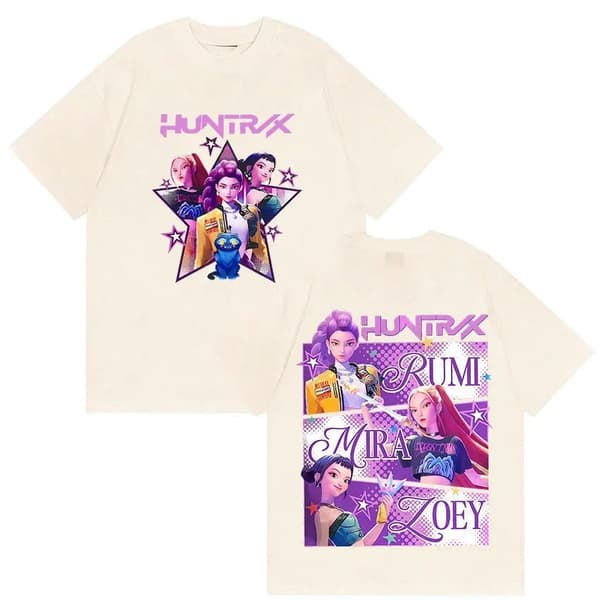 K-pop Demon Hunter trykt bomull kortermet sommer voksen topp T-skjorte White S