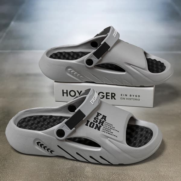 Sommer menn strand uformell sklisikker myk tøffel Grey Black 36/37
