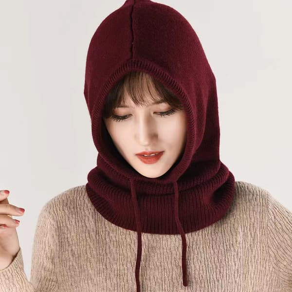 Balaclava hue til kvinder, vinter, kashmir, strikket hue, skimaske, skihue til udendørs brug Deep Grey Adjustable