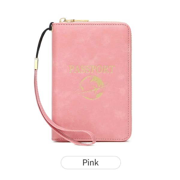 RFID-blokkerende reiselommebok og organisator Pink