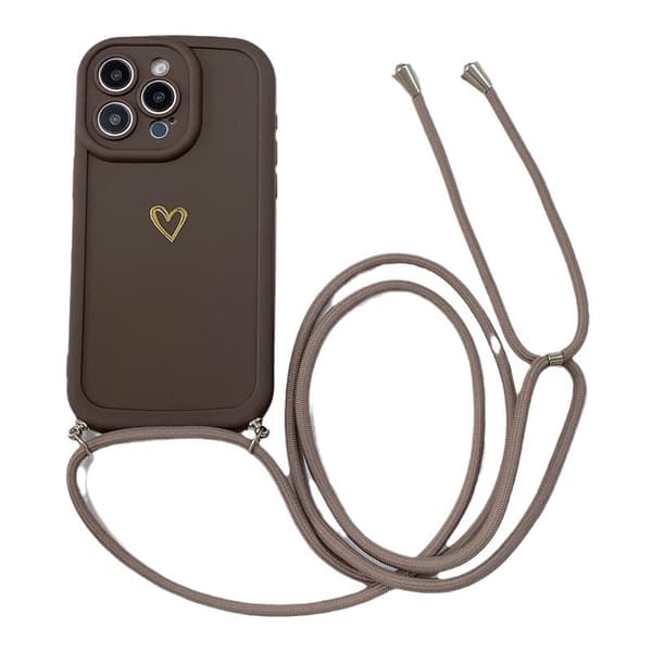 Med snodd kärlek telefonfodral för iPhone 16 15 14 13 12 11 Pro Max Crossbody silikon baksida White iphone 13