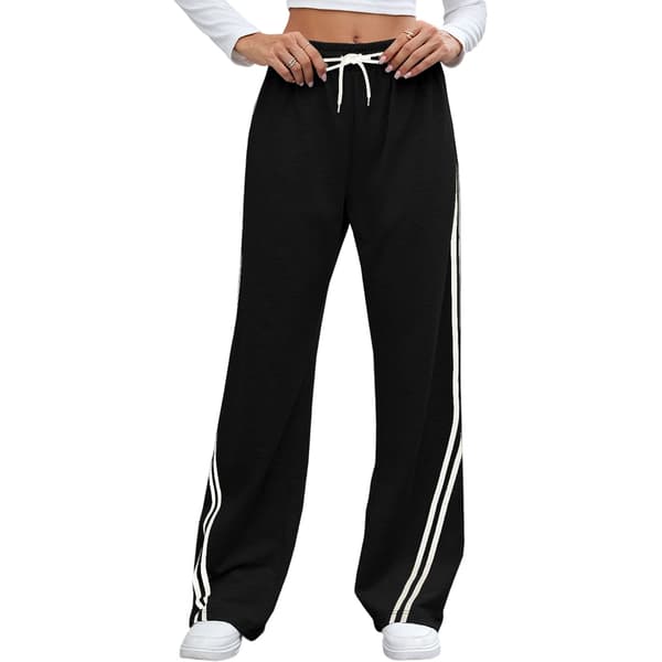 Dame Brede Ben Sweatpants Afslappede Højtaljede Lige Sweatpants Snøre Joggers med Lommer light grey XXL