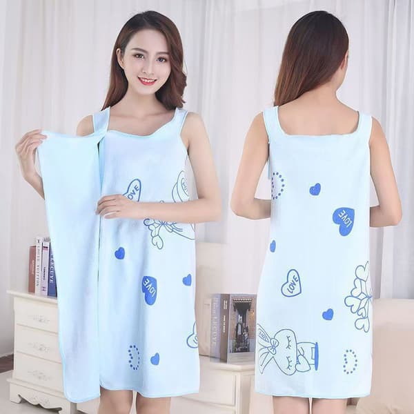 Hurtigtørrende Hjemmetekstil Håndklæde Kvinder Robes Bad Bærbart Håndklæde Kjole Blue 80*135 CM