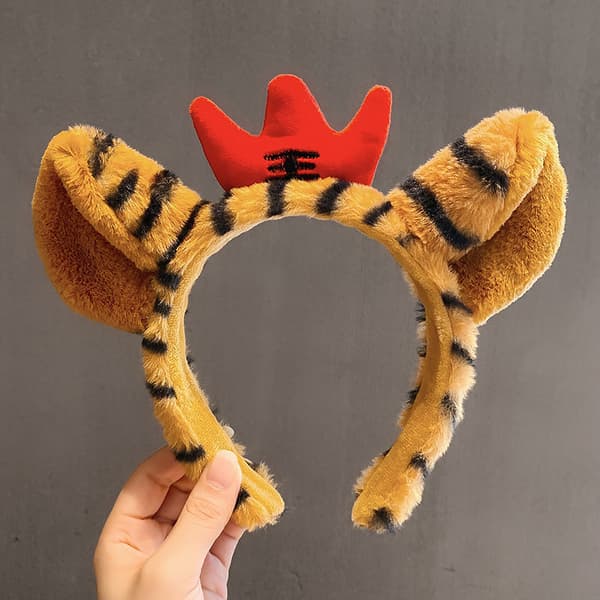 Litet tigerrosettband med svan, tigeröronsband, tecknat tigerkoppshårband 9