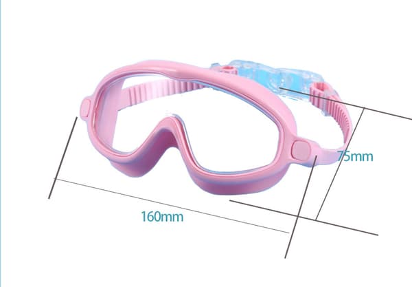 Simglasögon för barn, simglasögon för barn med näsmask, vattentäta simglasögon för barn 6-14 år Pink Blue