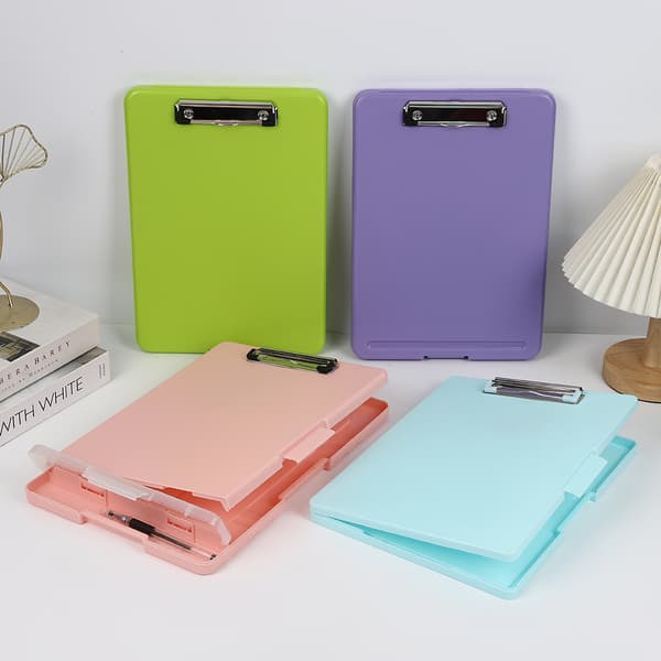 Bærbar A4 Sykepleierklippmappe Plastfilboks Clipboard med Oppbevaringsfilboks Organizer Mappe RED