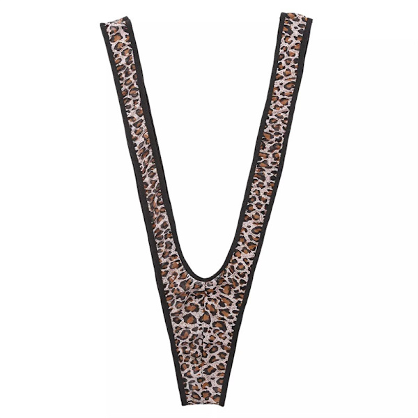Bikini för män, stringtrosa Mankini V Sling Straps Kostym Underkläder leopard One Size