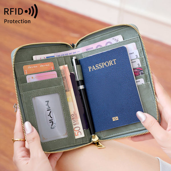 RFID-blockerande reseplånbok och organizer Red