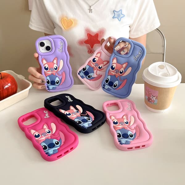 Stitch-silikonikuori yhteensopiva iPhonen kanssa, monivärinen Black iphone 11promax