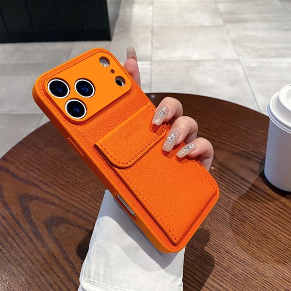 Kortholder Lomme Pung Etui til iPhone 17 Air 16 E 15 14 12 13 Mini 11 Pro Max Plus Stødsikkert Lædercover deep brown iphone16plus