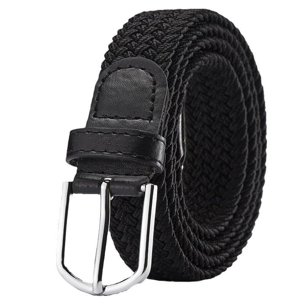 Flettede bælter i strækkanvas til kvinder - Damebælter til jeans, One Size black 107*2.5CM