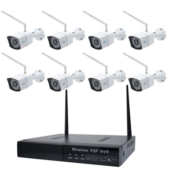 PNI House WiFi550 NVR videoövervakningskit och 8 trådlösa kameror, 1,0 MP