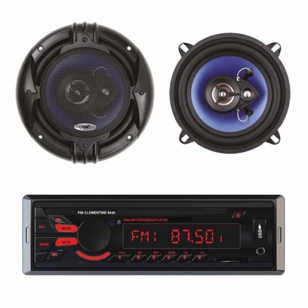 Radio Pack MP3-spelare för bil PNI Clementine 8440 4x45W USB SD AUX med set 2 koaxialhögtalare för bil PNI HiFi500