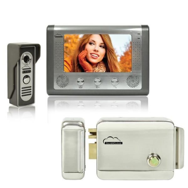 Silvercloud House 715 Video Intercom Kit med 7-tums LCD-skärm och Silvercloud YR300 elektromagnetisk YALA