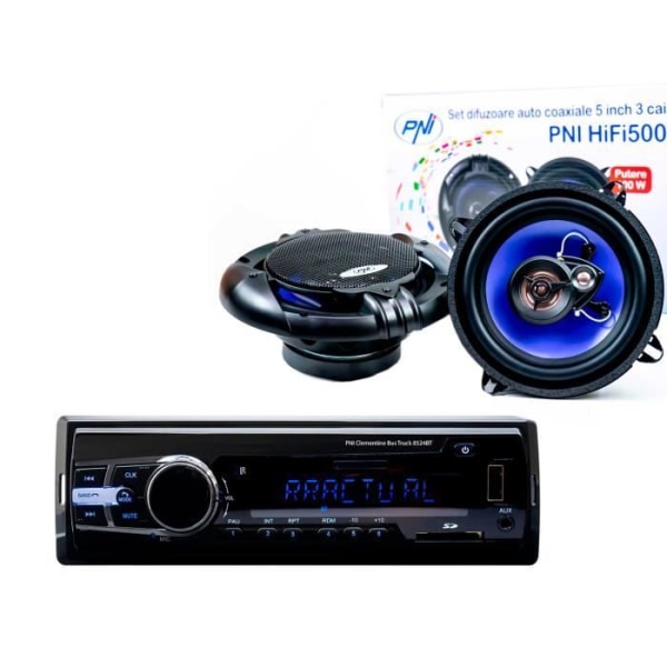 Radio Pack MP3-spelare för bil PNI Clementine 8524BT 4x45w + koaxialhögtalare för bil PNI HiFi500, 100W, 12,7 cm