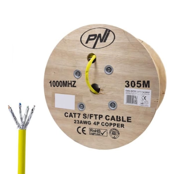 S/FTP CAT7 PNI SF07 kabel för 1 Gigabit internet och Rola övervakningssystem 305m