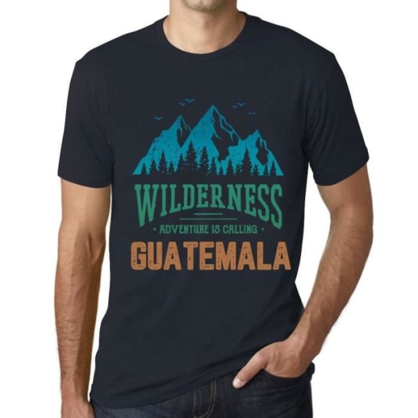 T-shirt herr La Nature Sauvage L'Aventure Calle Guatemala – Vildmarken, äventyret kallar Guatemala – Vintage T-shirt Marin
