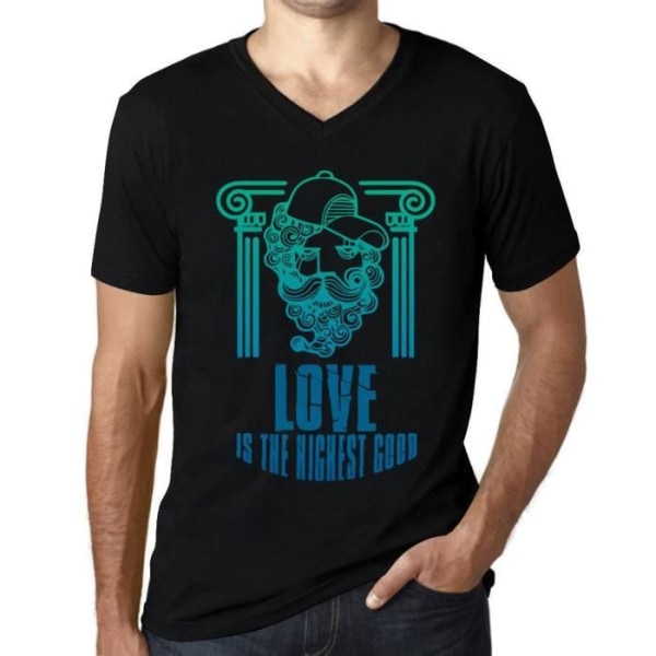 T-shirt med v-ringad herr Love Is the Highest Good – Love Is The Highest Good – Vintage svart T-shirt djup svart
