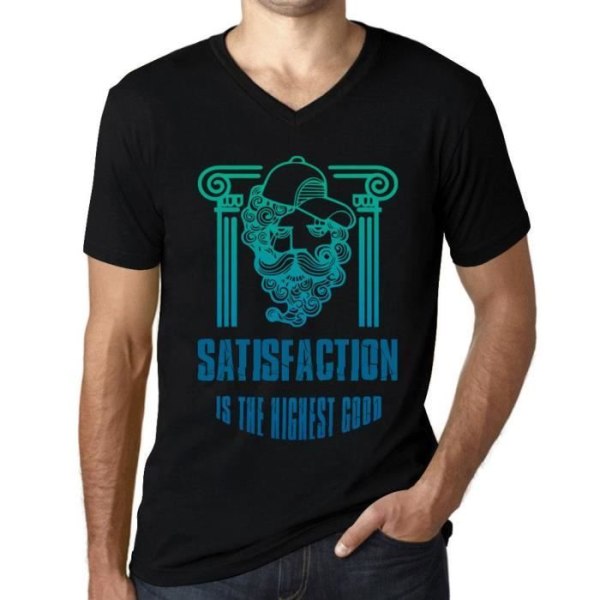 T-shirt med v-ringad herr Satisfaction Is The Highest Good – Satisfaction Is The Highest Good – Vintage Svart T-shirt djup svart
