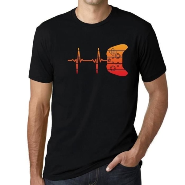 T-shirt herr Gamer Heartbeat Funny Gaming – Gamer Heartbeat Funny Gaming – Vintage svart T-shirt djup svart