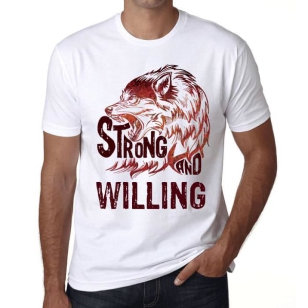 Strong and Willing Wolf T-shirt för män – Strong Wolf And Willing – Vintage T-shirt Vit XXXL