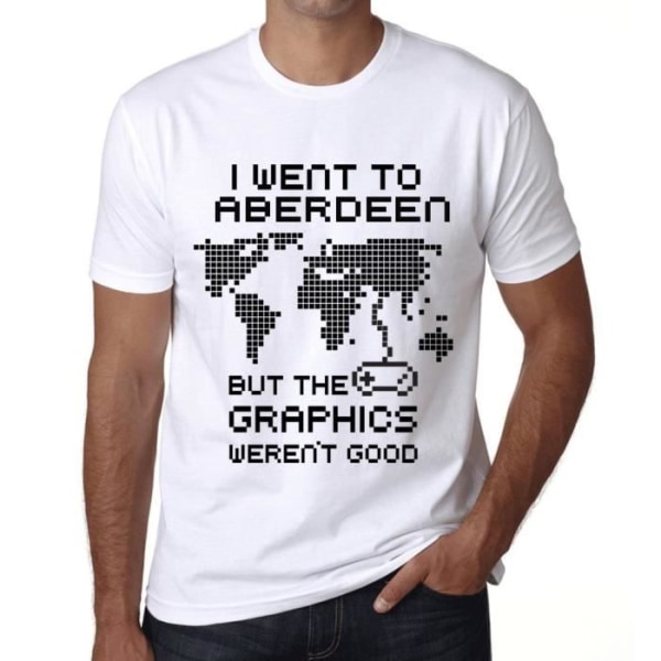 T-shirt herr Jag gick till Aberdeen men grafiken var inte bra – Vit jag