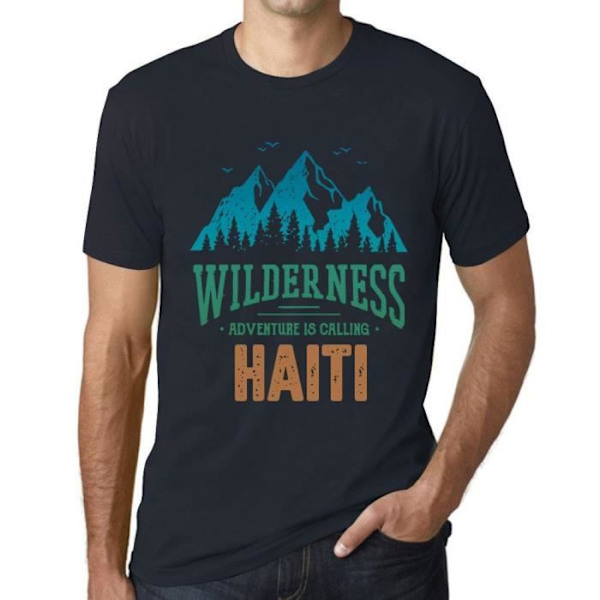 T-shirt herr La Nature Sauvage L'Aventure Calle Haïti – Vildmarken, äventyret kallar Haiti – Vintage T-shirt Marin XL