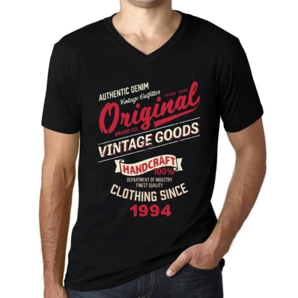 T-shirt med v-ringad herr Original vintagekläder sedan 1994 – Original vintagekläder sedan 1994 – 29 år 29:e present-T-shirt djup svart