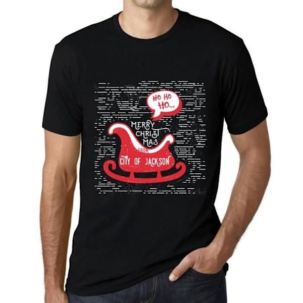 T-shirt herr Ho Ho Ho Merry Christmas From City Of Jackson – Ho Ho Ho Merry Christmas From City Of Jackson – Vintage svart T-shirt djup svart M