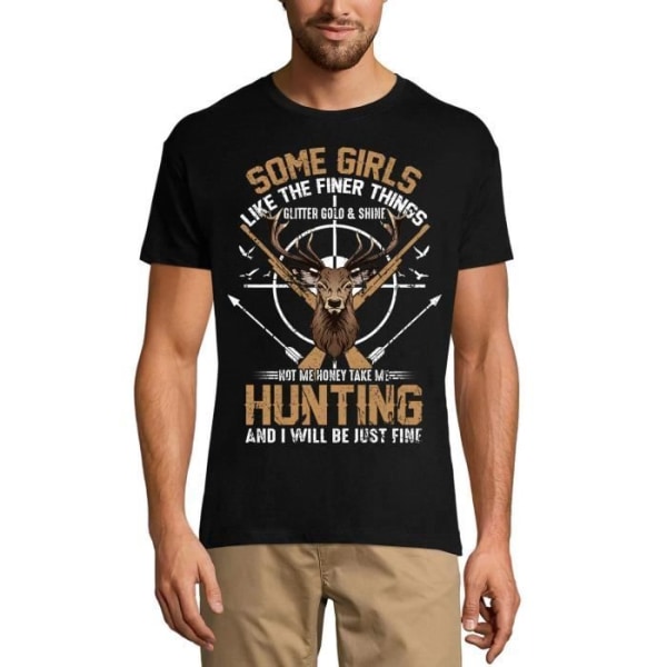 T-shirt för män Ta mig på jakt och jag blir bara fin Hunter – T-shirt djup svart